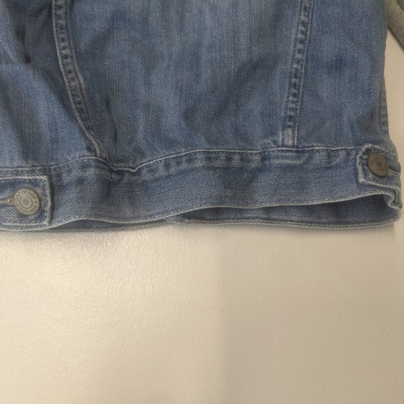 Baby Icon Denim Hoodie Jacket babyGAP Size 4 Denim and Light Heather Grey - Picture 9 of 9